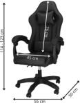 Sersimo Gamer irodai szék, ergonomikus, derék- és fejtámlával, 114-123x55x50 cm, fekete (HF-0035)