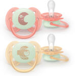 Philips Suzete Philips Avent Ultra Soft - Night, 0-6 luni, 2 bucăți, lună/bufniță (SCF094/02)