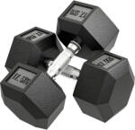HOMCOM Set de două greutăți hexagonale, din oțel, cauciuc, 16.2 x 16.2 x 34.6 cm, Negru | Aosom Romania (A91-022V01BK)