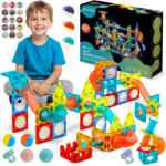 RicoKids Mágneses építőjáték készlet, Ricokids RK-763, 110 db, színes, világítással, golyópálya elemekkel, oktató, készségfejlesztő, mágneses elemek (TE776310) (TE776310)