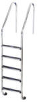  Medence létra, AISI304, nagy ívű, 5 fokos, ezüst, rozsdamentes acél, csúszásmentes, ergonomikus (AS-111005) (AS-111005)