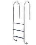  Medence létra, AISI304, kis ívű, 3 fokos, ezüst, rozsdamentes acél, csúszásmentes, ergonomikus (AS-110003) (AS-110003)
