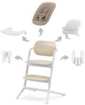 Cybex Scaun de masa pentru copii Cybex Gold Lemo 4 in 1 Sand White, include scaun inalt, hamac bouncer, tavita si sezut cu opritor (521003223) Scaun de masa bebelusi, inaltator