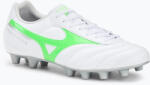 Mizuno Morelia II Club Md fehér/neonzöld/galaxis ezüst férfi futballcipő