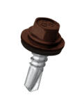 Koelner RAL 8017 csokoládébarna hatlapfejű önfúró csavar Lemezhez (Fűző) + EPDM alátét 4, 8x19 mm (06210)