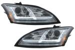 KITT Lightning Faruri Xenon LED DRL pentru Audi TT 8J 2006-2010, Crom, Semnal Dinamic (HLAUTT8JLDC)