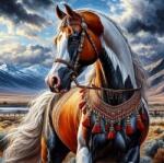 NORIMPEX - Puzzle Paint by numbers: Cal în harnașament indian 40x50cm - 1 - 39 piese