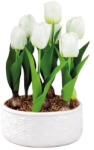 AdTrend Lalele artificiale albe in ghiveci ceramica alba 18, 5 x 32 cm (74878C)