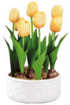 AdTrend Lalele artificiale galbene in ghiveci ceramica alba 18, 5 x 32 cm (74878D)