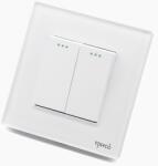 Tosyco Întrerupător dublu mecanic cu ramă din sticlă [CLONE] (TOS-CM2G2W-W)