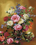 iPicasso Set goblen cu diamante, cu sasiu, Trandafiri si bujori, 40x50 cm (PD4050082)