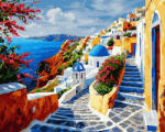 iPicasso Set pictura pe numere, cu sasiu, Vara rosie in Grecia, 40x50 cm (PC40501509)