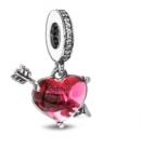 PANDORA 793085C01 Piros szív és nyíl muránói üveg függő charm (Ag 925/1000, 2, 37 g)