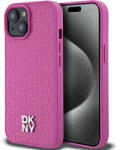 DKNY Husa iPhone 15 - DKNY Leather Pattern Metal Logo MagSafe (DKHMP15SPSHRPSP) - Pink (KF2342551) - vexio