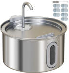 PawHut Fântână din Inox 2, 5L pentru Pisici cu LED și 2 Moduri de Flux, Argintiu | Aosom Romania (D08-073V90SR)