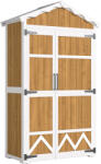 Outsunny Căsuță de grădină din lemn 105x55x179 cm Dulap pentru unelte cu 4 rafturi Acoperiș din metal galvanizat Lemn natural | Aosom Romania (84H-615V00ND)