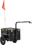 SPORTNOW Remorcă bicicletă, remorcă cargo 65L cu cutie pliabilă și capac, roți pneumatice cu eliberare rapidă | Aosom Romania (B71-085V00BK)