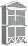 Outsunny Căsuță de grădină din lemn 105x55x179 cm dulap pentru unelte cu 4 rafturi acoperiș din metal galvanizat gri | Aosom Romania (84H-615V00GY)