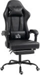 HomCom Scaun de gaming ergonomic, fotoliu gamer cu suport lombar masaj, spătar înclinat, înălțime reglabilă, negru | Aosom Romania (921-977V00BK)
