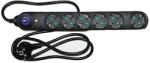 Dablerom Prelungitor cu intrerupator Dablerom 31-153, 6 prize Schuko, 1.5m, protectie descarcari electrice, negru (31-153)