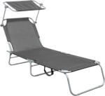 AGA Șezlong de grădină reglabil cu copertină Gri (MR4254-Grey)