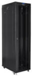 Lanberg 19" szabadon álló rack szekrény 47U/800X1000 üvegajtó, lapraszerelt, LCD kijelző, fekete (FF01-8047-12BL) - wincity