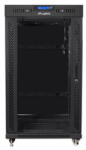 Lanberg 19" szabadon álló rack szekrény 22U/800X1000 üvegajtó, lapraszerelt, LCD kijelző, fekete V2 (FF01-8822-12BL) - wincity