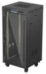 Lanberg 19" szabadon álló rack szekrény 24U/600X600 üvegajtó, lapraszerelt, LCD kijelző, fekete V2 (FF01-6624-12BL) - wincity