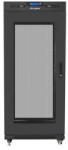 Lanberg 19" szabadon álló rack szekrény 27U/600X600 perforált ajtó, lapraszerelt, LCD kijelző, fekete V2 (FF01-6627-23BL) - wincity