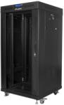 Lanberg 19" szabadon álló rack szekrény 22U/600X600 üvegajtó, lapraszerelt, LCD kijelző, fekete V2 (FF01-6622-12BL) - wincity