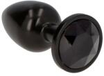  Fekete Fém anál plug fekete kő véggel-kicsi - diamondsexshop