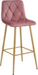  Scaun de bar NADO VELVET roz inchis cu picioare decor stejar