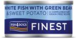 Fish4Dogs Conservă pentru câini cu pește alb, cartofi dulci și fasole verde FISH4DOGS 85 g