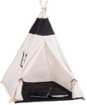 Sersimo Cort teepee copii Sersimo cu fereastra, saltea groasa si 2 perne, alb-negru (TIP-11)