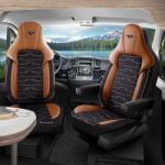 PANDA-CSC Huse Beirut negru-maro pentru autorulote și rulote | 2 scaune față | Material jacquard + Piele ecologică