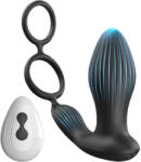 AnalTech Testix Anál plug rezgő, ribbed, USB töltős 8 cm fekete
