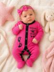 SuperBaby Salopeta din bumbac pentru bebelusi cu botosei, roz ciclamen, Steps
