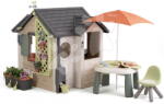 Smoby Căsuță de grădină cu nisipar sub umbrelă Garden House Life Smoby cu jgheab pentru scurgere, extensibilă cu filtru UV pentru 24 luni (SM810308-U) Casuta pentru copii