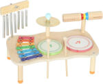 AIYAPLAY Instrumente muzicale pentru copii din lemn Montessori cu tobă xilofon ton dublu talger clopoțel de vânt | Aosom Romania (390-036V80ND) Instrument muzical de jucarie