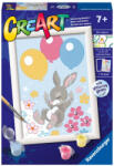 Ravensburger - CreArt pictura pe numere pentru copii iepuras cu baloane si cu pietre sclipitoare (RVSPBN23564) Carte de colorat
