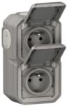 Legrand Priza dubla impermeabila Legrand Plexo IP55, 16 A, gri, montaj vertical (070013)