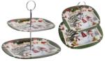  IRIS Tăietor de prăjituri din sticlă pe 2 niveluri cu model de oameni de zăpadă 20cm+25cm 102016 (102016) Tava