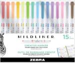 Zebra Szövegkiemelő készlet, 1, 4/4 mm, kétvégű, Zebra Mildliner Highlighter, 15 különböző szín (78115) - tonerpiac