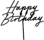PARTYDECO tortadísz beszúró, akril, Happy Birthday, fekete, 16, 5cm (KPT79)