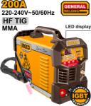 INGCO Aparat de Sudura INGCO Invertor TIG MMA 200A cu Afisaj LCD, Pulse Spot, IGBT