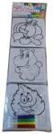 SilverHome Kids-Puzzles - 3 színezhető puzzle ajándék filctollkészlettel - vízilovas életkor: 4+
