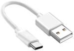 Ezone Prémium Adat- és Töltőkábel, 20 cm, USB-C/USB típusú, 2.4A gyorstöltés, fehér