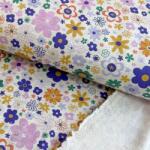  Szabadidő anyag fésült Glitter flowers ecru melange