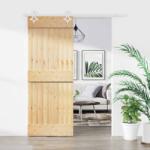 vidaXL Преплъзваща се врата 80 x 210 cm Естествено и бяло (3445102)
