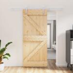 vidaXL Преплъзваща се врата 90 x 210 cm Масивна борова дървесина (3444949)